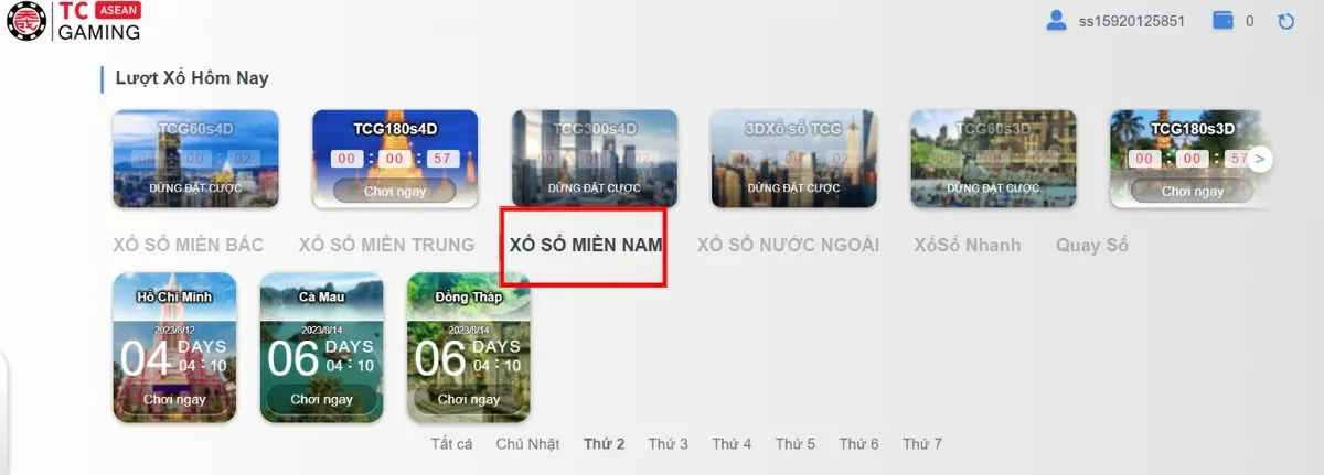Cách chơi lô đề miền Nam trên trang uy tín chi tiết 4 Chọn xổ số miền Nam để vào giao diện cược
