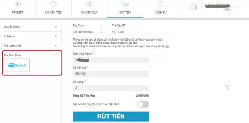 Cách Rút Tiền W88 Nhanh Chóng và Đơn Giản 7 Rút tiền tại W88 qua thẻ điện thoại