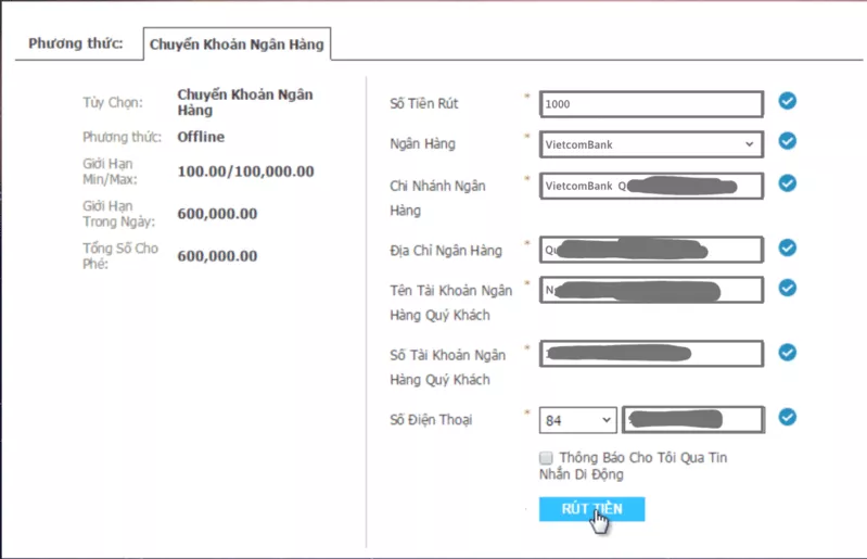 Cách Rút Tiền W88 Nhanh Chóng và Đơn Giản 5 Rút tiền tại W88 thông qua hình thức chuyển khoản
