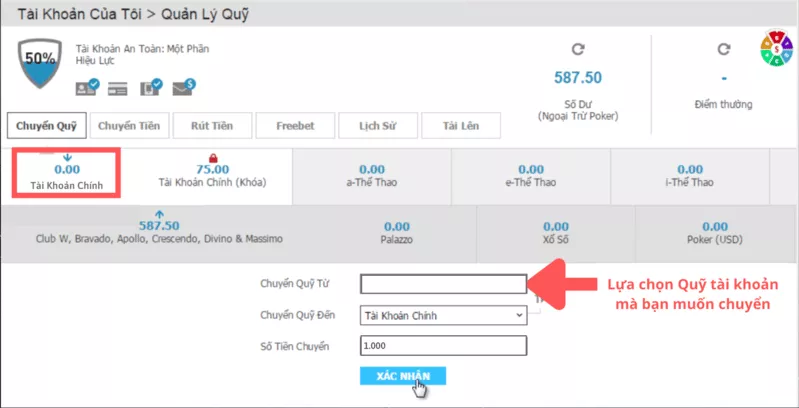 Cách Rút Tiền W88 Nhanh Chóng và Đơn Giản 4 Thực hiện việc chuyển quỹ