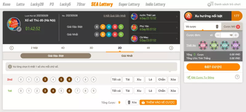 188Bet Xổ số online - Hướng dẫn chơi lô đề 188Bet chuẩn 5 Tiến hành đặt cược xổ số 188bet