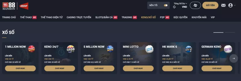 M88 - Đánh giá xổ số M88 - Hướng dẫn chơi Lô đề M88 luôn thắng 2 Keno & Xổ số M88 online