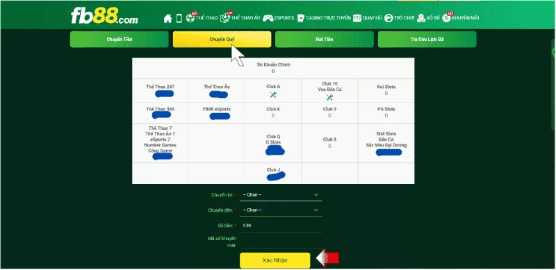 Rút tiền Fb88 nhanh chóng chỉ với 3 bước dễ dàng 4 chuyển tiền từ tài khoản phụ về tài khoản chính