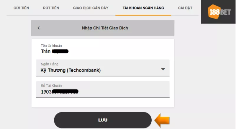 Cách rút tiền 188Bet về ngân hàng nhanh chóng và đơn giản 3 thêm tài khoản ngân hàng rút tiền 188bet