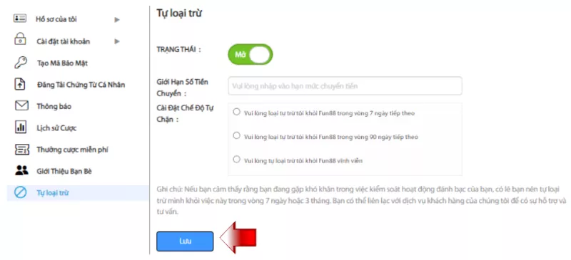 Hướng dẫn xóa tài khoản Fun88 chỉ với 2 bước đơn giản 5 dùng tự loại trừ xóa tài khoản Fun88