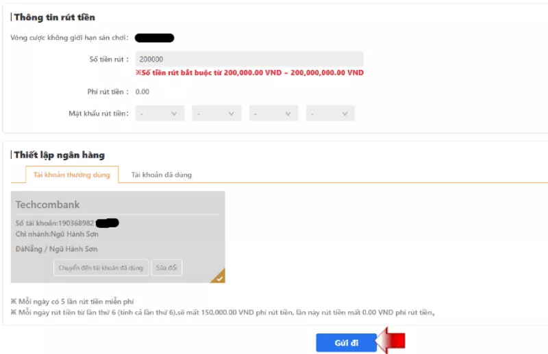 Hướng Dẫn Rút Tiền Dubai Palace Về Tài Khoản Ngân Hàng 6 nhập thông tin rút tiền dubai palace