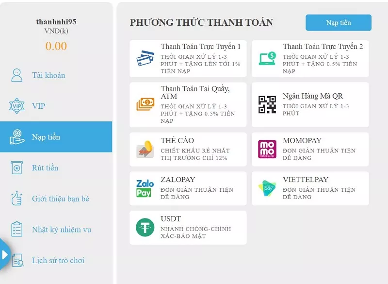 Nạp tiền Jun88: 3 phương pháp dễ dàng cho tân binh 5 Các phương thức nạp tiền Jun88