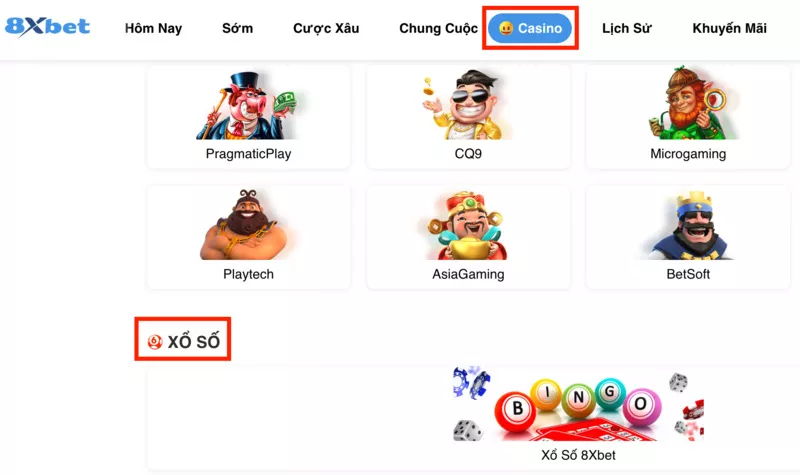 Nhà cái lô đề 8xBet - Hướng dẫn chơi lô đề 8Xbet dễ hiểu nhất 3 Chọn vào mục xổ số 8Xbet