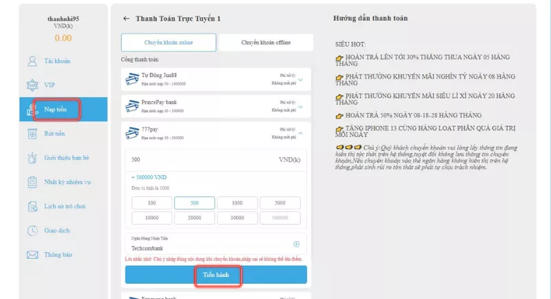 Nạp tiền Jun88: 3 phương pháp dễ dàng cho tân binh 6 Nạp tiền Jun88 qua chuyển khoản ngân hàng