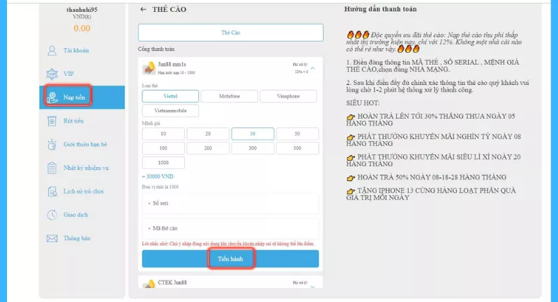 Nạp tiền Jun88: 3 phương pháp dễ dàng cho tân binh 8 Nạp tiền Jun88 qua thẻ cào