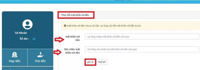 Hướng Dẫn Rút Tiền Shbet Nhanh Chóng và Dễ Dàng 4 Thay đổi mật khẩu rút tiền Shbet